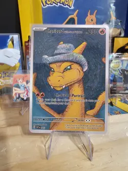 Van Gogh Charizard - Classic Pokemon Fan Art Custom - Grey Felt Hat - Non TCG - Image 1