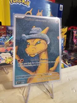 Van Gogh Charizard - Classic Pokemon Fan Art Custom - Grey Felt Hat - Non TCG - Image 2