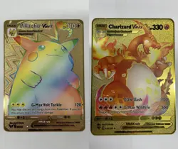 2PCS Pikachu Charizard HP310 Gold Metal Pokemon Card-Collectible Gift Display！ - Image 1