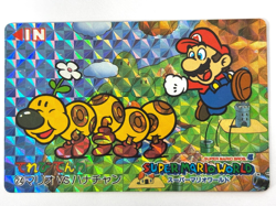 LP Nintendo SUPER MARIO WORLD Card No.24 Mario vs Wiggler Prism Holo JAPAN - Image 1