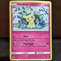 Mimikyu SM163 LP Black Star Promo Cosmos Holo Foil Pokemon Card spooky ghost 163 - Image 1