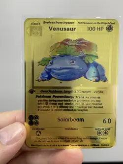 Venusaur HP100 Gold Metal Pokemon Card-Collectible Gift Display！ - Image 3