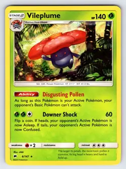 Vileplume 6/147 2017 S&M Burning Shadows Pokemon Card TCG Holo Rare - Nm - Image 1