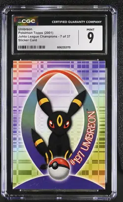 CGC 9 Umbreon 2001 Johto League Champions Topps 7 of 37 Sticker Pokemon Card - Image 1