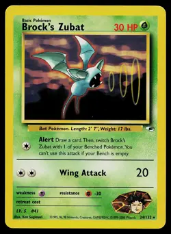 Pokemon Card - Brock's Zubat Gym Heroes 24/132 Rare - Image 1