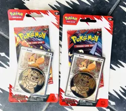 New Sealed Pokemon TCG Destined Rivals Coin Booster Blister 2 Packs Eevee Promo - Image 1