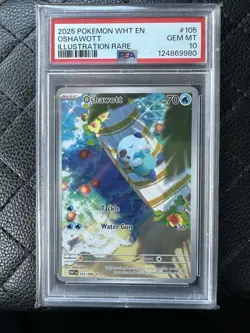 2025 POKEMON WHT EN-WHITE FLARE ILLUSTRATION RARE #105 OSHAWOTT PSA 10 - Image 1
