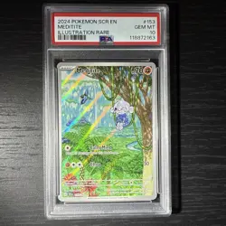 2024 POKEMON SCR EN-STELLAR CROWN ILLUSTRATION RARE #153 MEDITITE PSA 10 - Image 1