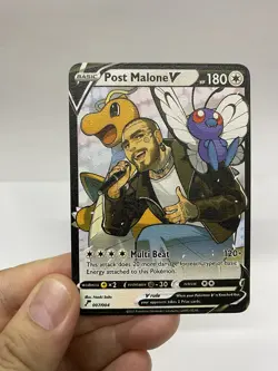Post Malone V Gold Metal Pokemon Card-Collectible Gift Display！ Christmas - Image 1