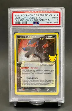 PSA 9 Umbreon Gold Star #17 2021 Pokemon Celebrations Classic Coll. MINT - Image 1