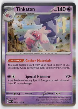 Pokemon Tinkaton 105/193 Holo Rare SV02: Paldea Evolved NM - Image 1