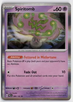 Pokemon Spiritomb 089/193 Holo Rare SV02: Paldea Evolved NM - Image 1