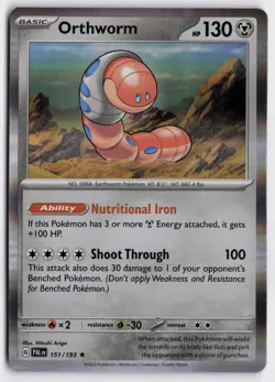 Pokemon Orthworm 151/193 Holo Rare SV02: Paldea Evolved NM - Image 1