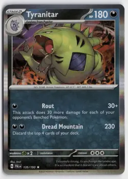Pokemon Tyranitar 135/193 Holo Rare SV02: Paldea Evolved NM - Image 1