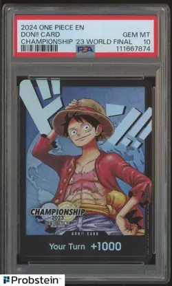 2024 ONE PIECE PROMO CHAMPIONSHIP 23 WORLD FINAL MONKEY D LUFFY DON! CARD PSA 10 - Image 1
