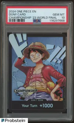 2024 ONE PIECE PROMO CHAMPIONSHIP 23 WORLD FINAL MONKEY D LUFFY DON! CARD PSA 10 - Image 1