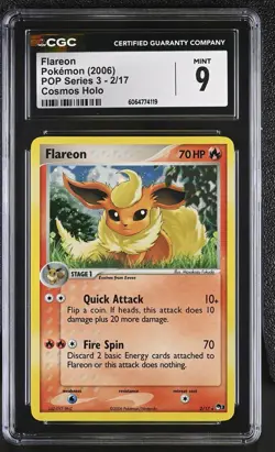 CGC 9 MINT Flareon 2006 POP Series 3 2/17 Cosmos Holo Pokemon Card - Image 1
