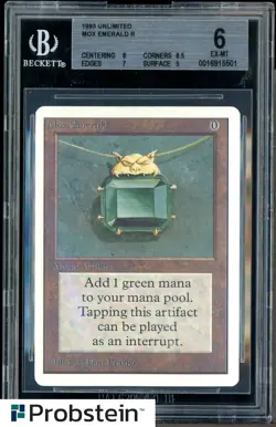 1993 Magic The Gathering MTG Unlimited Mox Emerald R BGS 6 EX-MT - Image 1