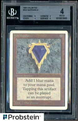 1993 Magic The Gathering MTG Unlimited Mox Sapphire R BGS 4 VG-EX - Image 1