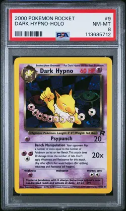 2000 Pokemon Dark Hypno 9 Team Rocket Holo Rare PSA 8 - Image 1