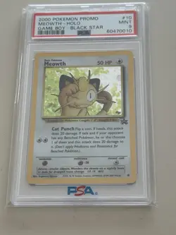 Meowth Promo 10 Black Star Stamped Holo Pokemon TCG PSA 9 - Image 1
