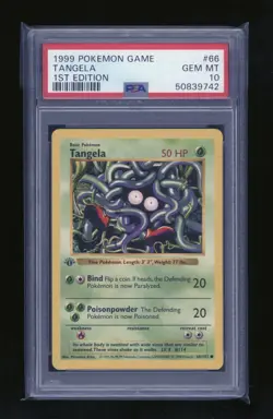 POKEMON 1st Edition Shadowless Base Set TANGELA 66/102 Common PSA 10 GEM MINT - Image 1