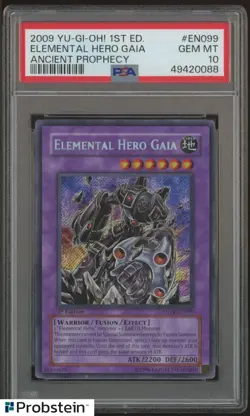 2009 Yu-Gi-Oh! 1st Ed Ancient Prophecy #EN099 Elemental Hero GAIA PSA 10 GEM - Image 1