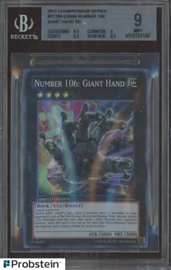 2013 Championship YCSW-EN006 Number 106: Giant Hand Super Rare Yu-Gi-Oh! BGS 9 - Image 1