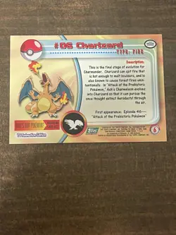 CHARIZARD #06 - GREEN Logo - NON-HOLO - SERIES 1 - TOPPS Pokemon Card - Image 2