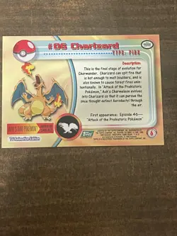 CHARIZARD #06 - GREEN Logo - NON-HOLO - SERIES 1 - TOPPS Pokemon Card - Image 3