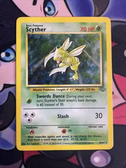 Scyther 10/64 Jungle Pokemon Card Holo Rare Unlimited Moderately Played MP - Image 1