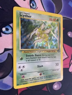 Scyther 10/64 Jungle Pokemon Card Holo Rare Unlimited Moderately Played MP - Image 2