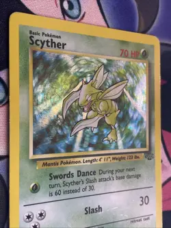 Scyther 10/64 Jungle Pokemon Card Holo Rare Unlimited Moderately Played MP - Image 4