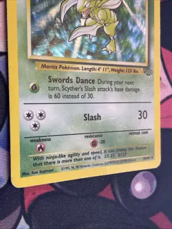 Scyther 10/64 Jungle Pokemon Card Holo Rare Unlimited Moderately Played MP - Image 5