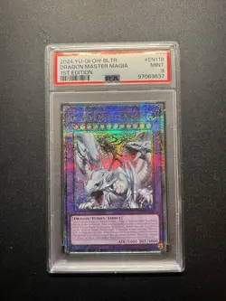 Yu-Gi-Oh! Dragon Master Magia Quarter Century Secret Rare Card PSA 9 BLTR-EN118 - Image 1