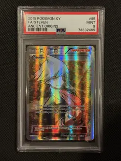 Pokemon TCG Steven Ancient Origins Holo Full Art Ultra Rare Card 95/98 PSA 9 - Image 1