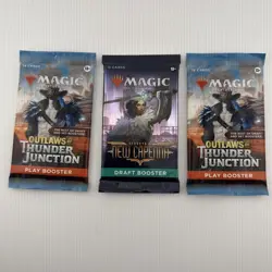 2 MTG Outlaws of Thunder Junction Booster Packs + 1 bonus New Capenna Booster - Image 1