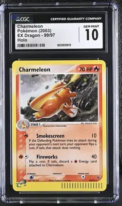 🌀 SWIRL 🌀 CGC 10 CHARMELEON 99 EX DRAGON HOLO POKEMON GEM MINT 🌀 SWIRL 🌀 - Image 1