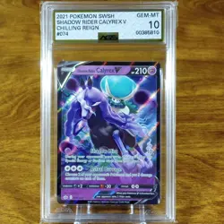 Pokemon Chilling Reign Shadow Rider Calyrex V 074/198 AGS Gem-MT 10 Holo 2021 - Image 1