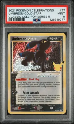 2021 POKEMON CELEBRATIONS CLASSIC COLL #17 UMBREON-GOLD STAR PSA 9 - Image 1