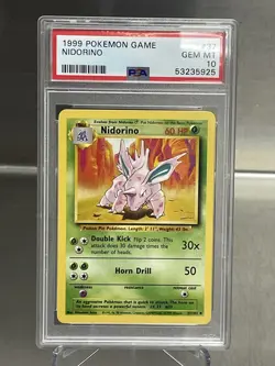 1999 POKEMON BASE SET #37 NIDORINO PSA 10 - Image 1