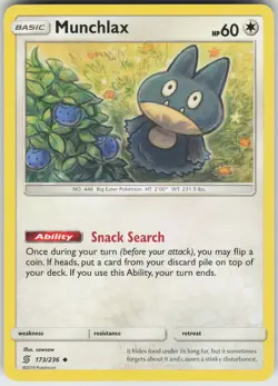 Pokemon Munchlax 173/236 SM - Unified Minds Uncommon NM - Image 1