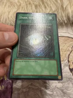 Yugioh Dark Hole LOB-052 Super Rare 1st Ed WAVY HP See Pictures - Image 2
