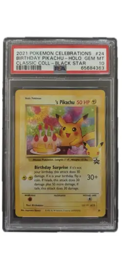 2021 Pokemon Celebrations Birthday Pikachu Holo Classic Card #24 PSA 10 Mint - Image 1