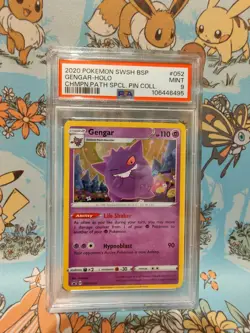 Gengar SWSH052 Promo Champions Path Holo Pin Collection Pokemon CARD PSA 9 - Image 1