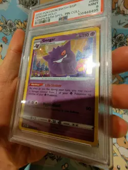Gengar SWSH052 Promo Champions Path Holo Pin Collection Pokemon CARD PSA 9 - Image 3