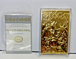 23K Gold Plated CHARIZARD Trading Card 1999 Burger King Pokemon Ball - Image 2