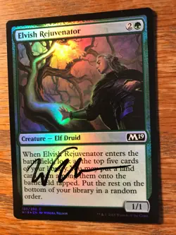 Magic the Gathering MTG foil Elvish Rejuvenator M19 signed NM - Image 1