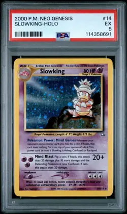 PSA 5 2000 Pokemon Neo Genesis Slowking Holo #14/111 EX SWIRL x 2 - Image 1