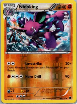 Pokemon Nidoking TCG Reverse Holo Rare Plasma Freeze 58/116 LP Free Shipping - Image 1
